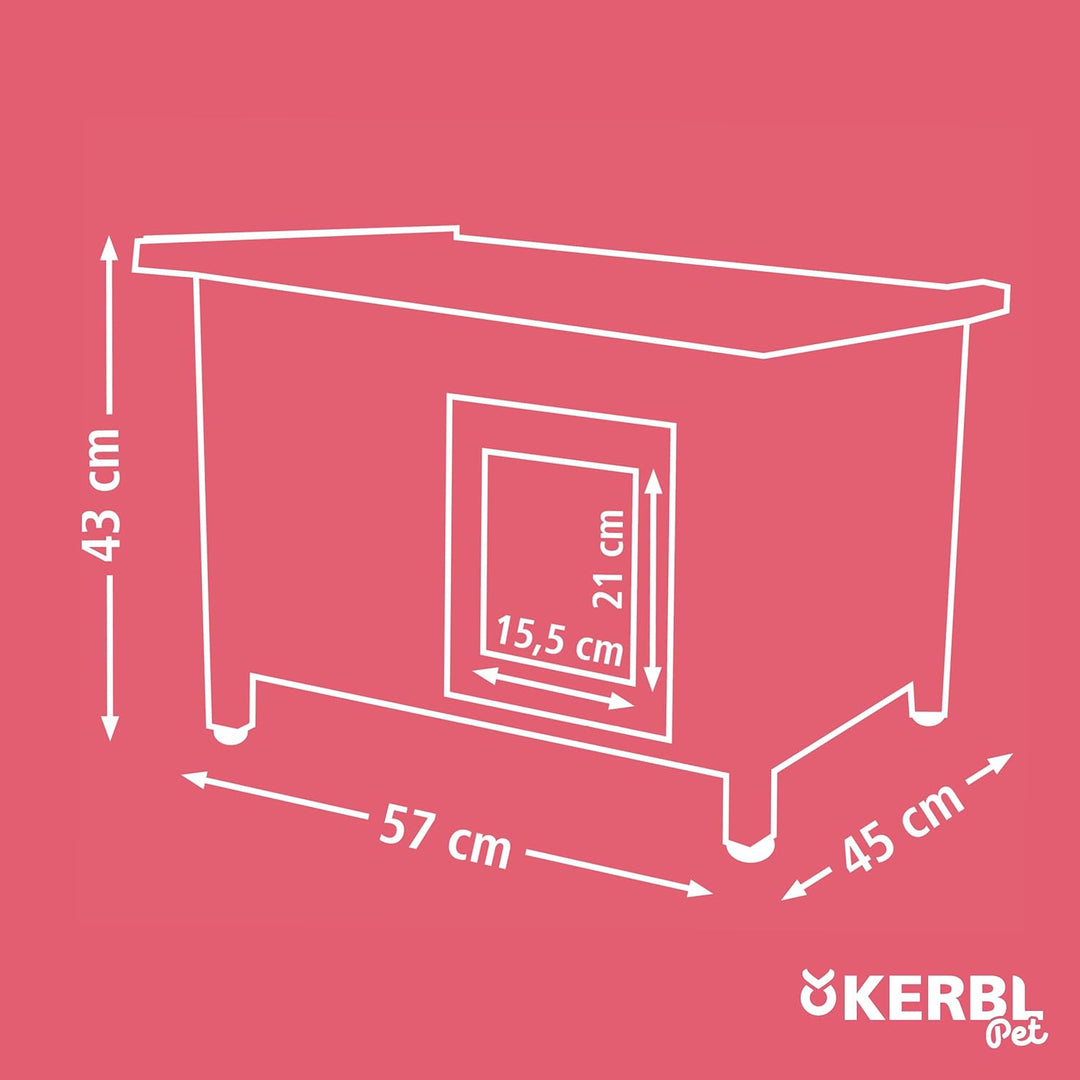 Kerbl Katzenhaus Rustica aus Holz, Schwingtüre mit Lamellen, Plexiglasfenster, Höhenverstellbare Kun