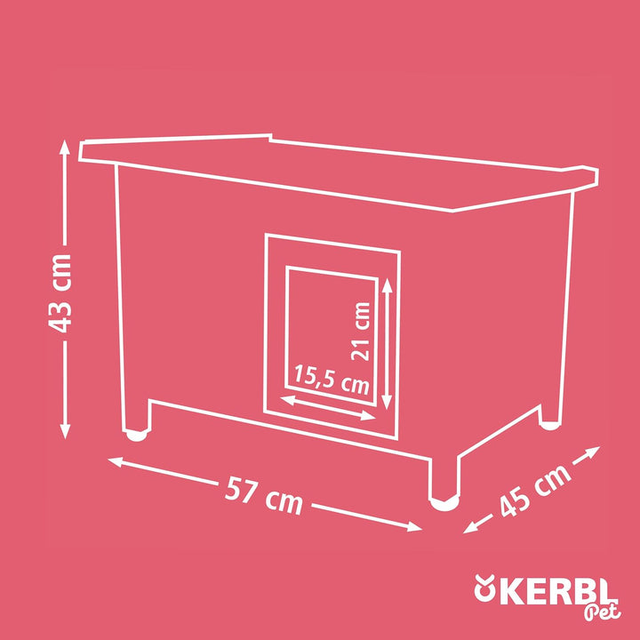 Kerbl Katzenhaus Rustica aus Holz, Schwingtüre mit Lamellen, Plexiglasfenster, Höhenverstellbare Kun