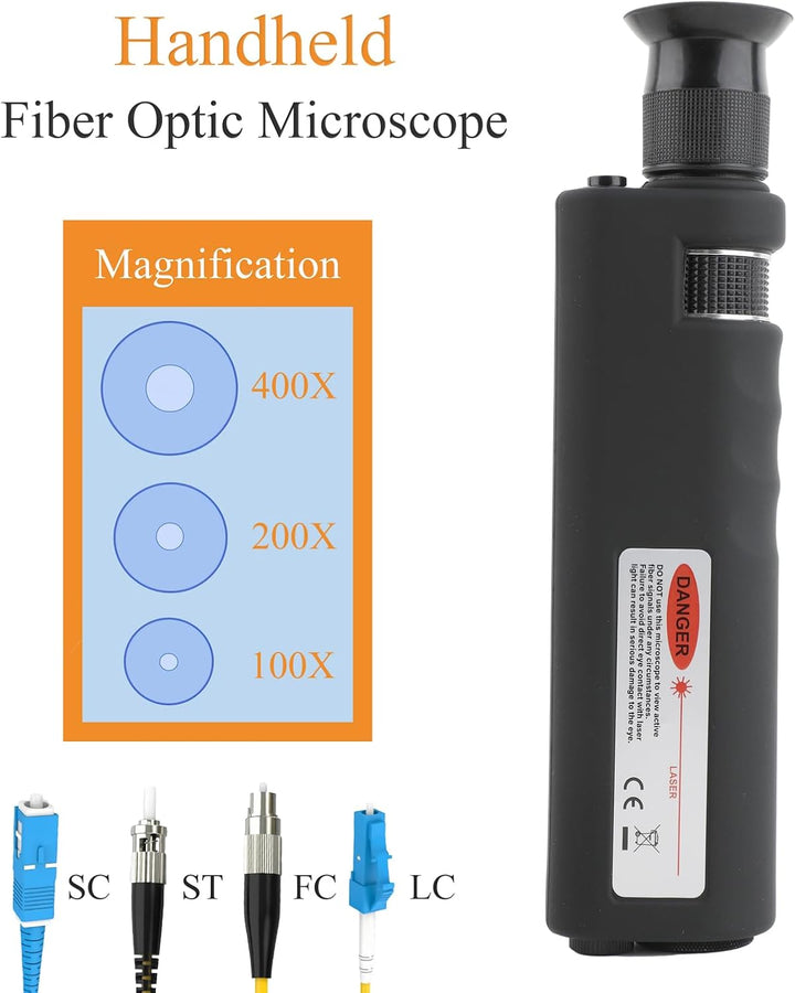 Glasfaser Mikroskop Kabelinspektionsmikroskop, 400-fache Vergrösserung 1, 25/2, 5 Mm Adapter-Schnitt
