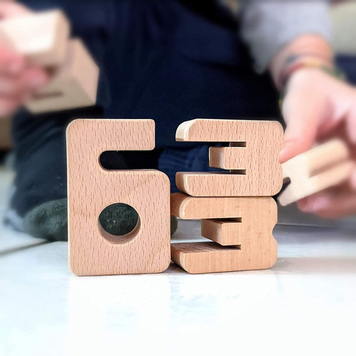 SumBlox Mini (Basic Set) - 80 Mini Holz Bausteine aus massiver Buche - Premium Zahlenbausteine Monte