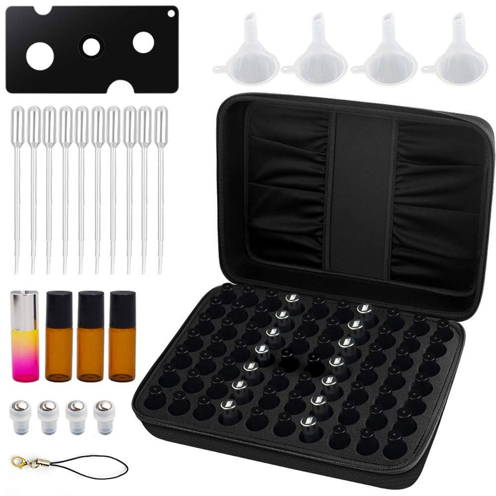 70 Ätherische Öle Tragekoffer Tasche Hält 5ml 10ml 15ml Flaschen mit Hartschale Aussen und Schaumsto