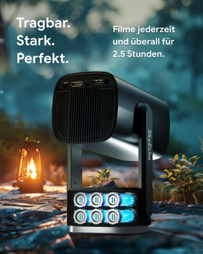 Beamer Mit Akku 【 ±270° Drehbar/Autofokus/Trapezkorrektur 】 K2 Smart Projektor Mit WiFi Und Bluetoot