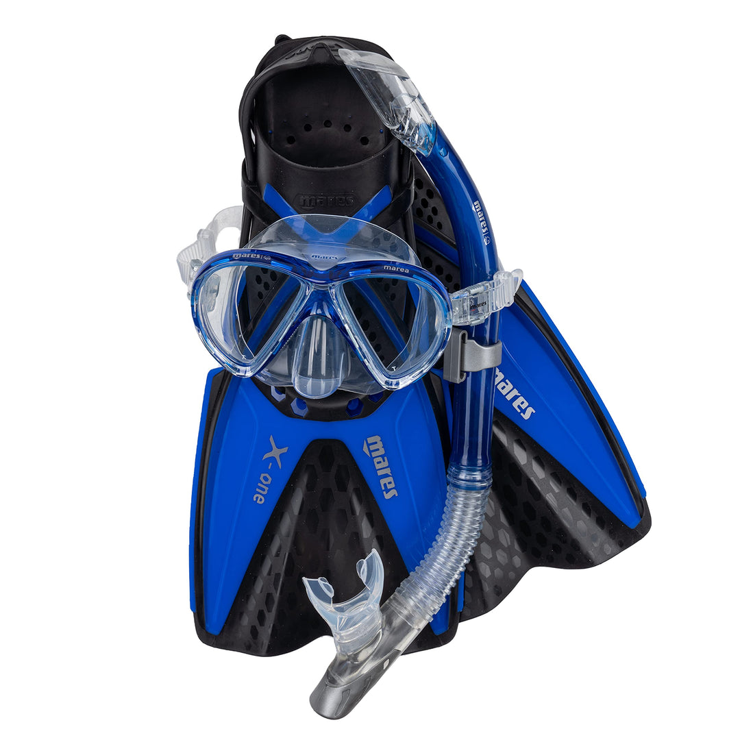 Mares Erwachsene Maske plus Schnorchel plus Flosse Set X-One Marea L-XL Blau, L-XL Blau
