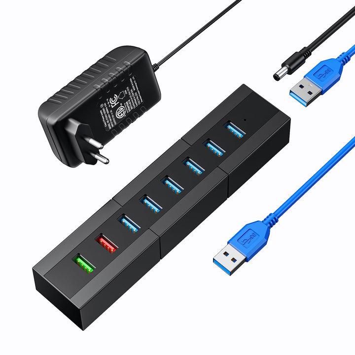 Vansuny USB Hub 3.0 mit Netzteil 8 Ports USB Hub Aktiv 24W(12V/2A) Mehrfachstecker Ultraschnelle Übe