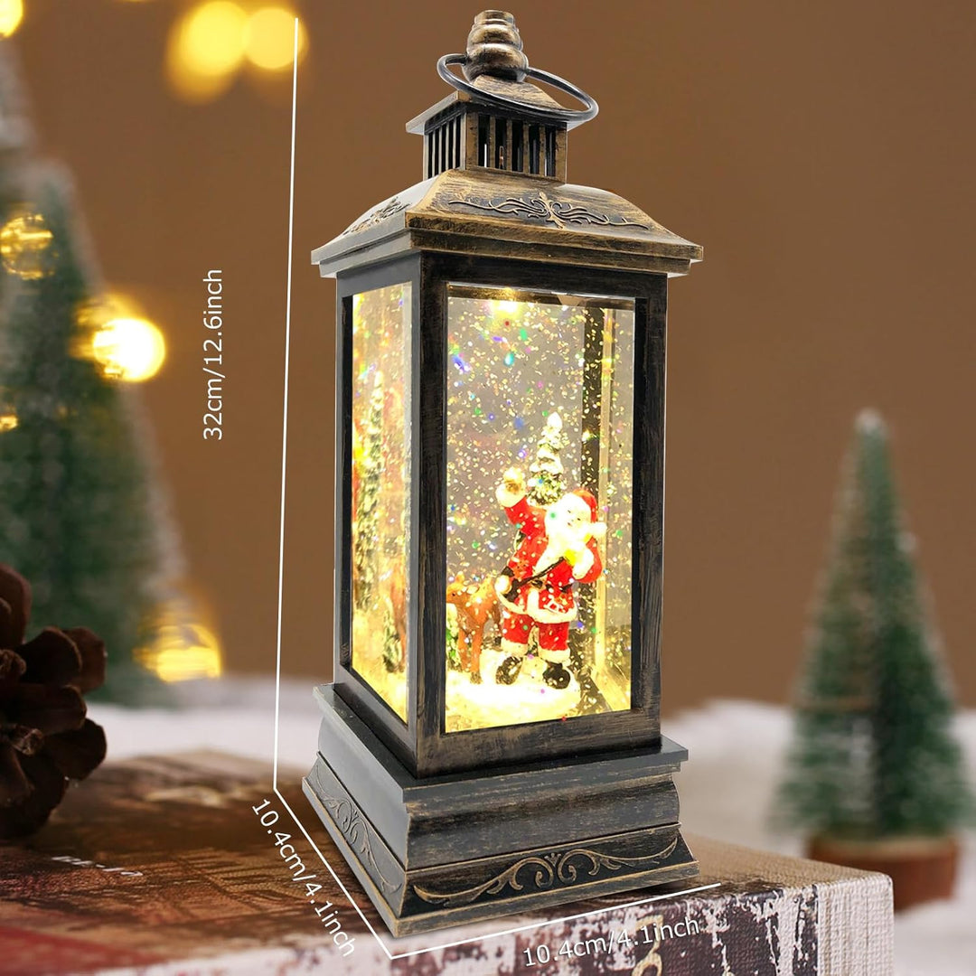 Marsyu Weihnachts Schneekugel Laterne, musikalisch beleuchtet mit Timer, rotierende Weihnachtsmann W