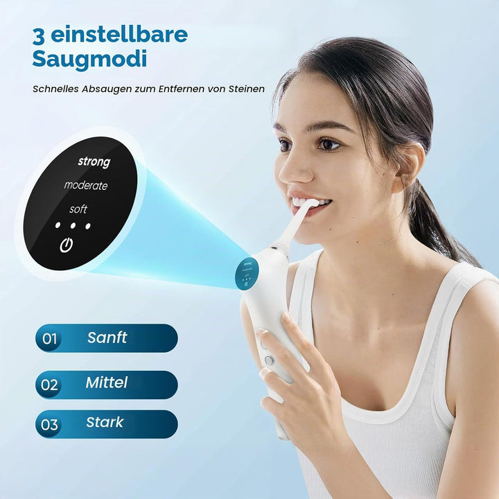 Tonsillenstein Entferner Elektrisch, Mandelsteine Entfernen Sauger mit 3 Silikonaufsätze &amp; LED, Mund