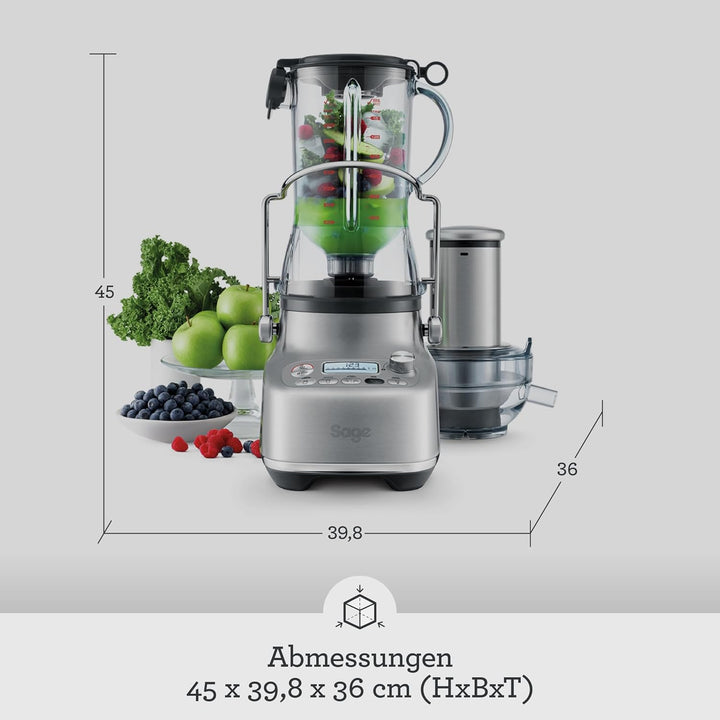 Sage - The 3X Bluicer Pro - Leistungstarker Mixer und Entsafter in Einem - Smoothie Maker, Einfach z