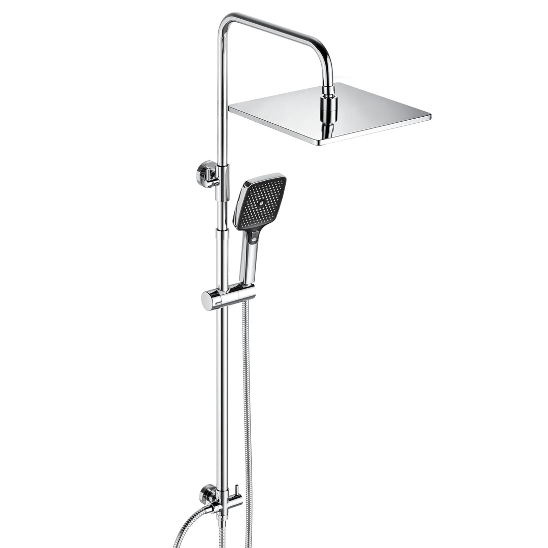 JOHO Edelstahl Duschsystem ohne Armatur, Regendusche Duschset Wassersparend mit Kopfbrause 25x25 cm