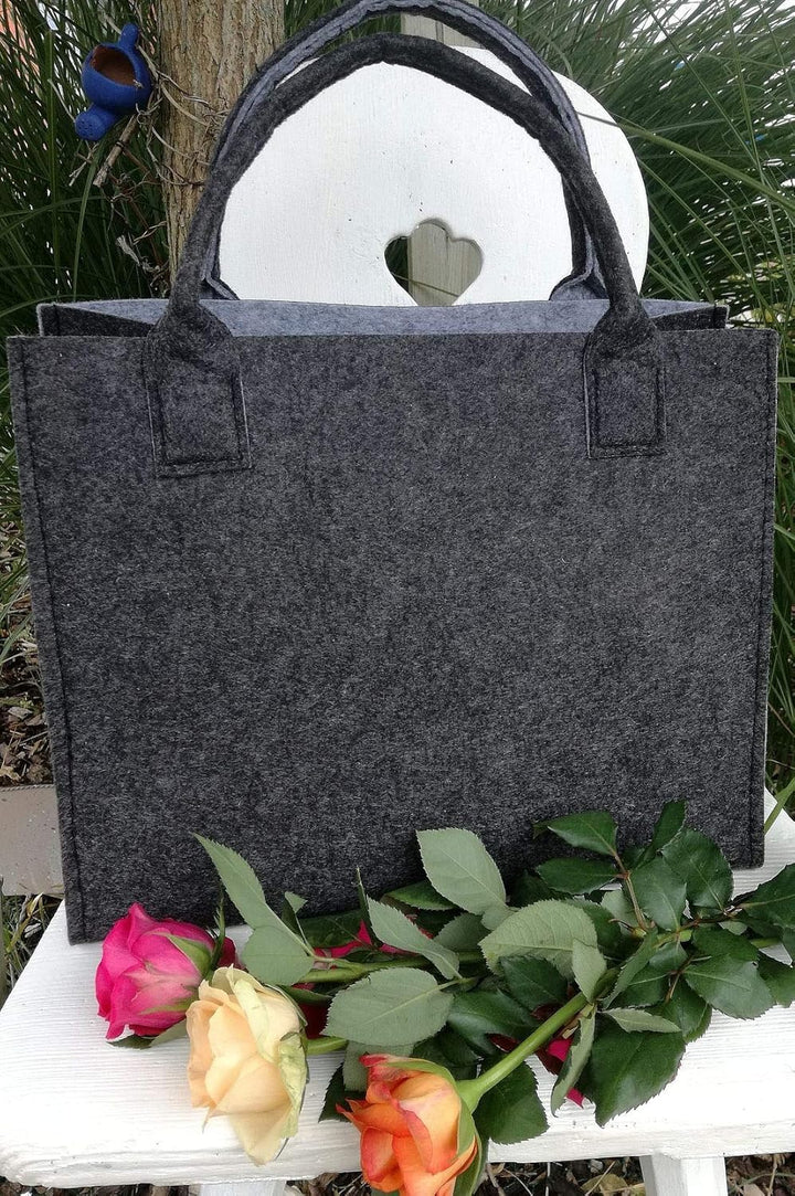 LaFiore24 Hochwertige Filztasche Einkaufstasche Festival Grau-hellgrau, Grau-hellgrau