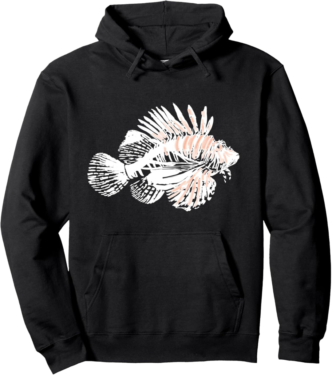 Niedlicher Löwenfisch handgezeichnete Skizze künstlerisch Pullover Hoodie