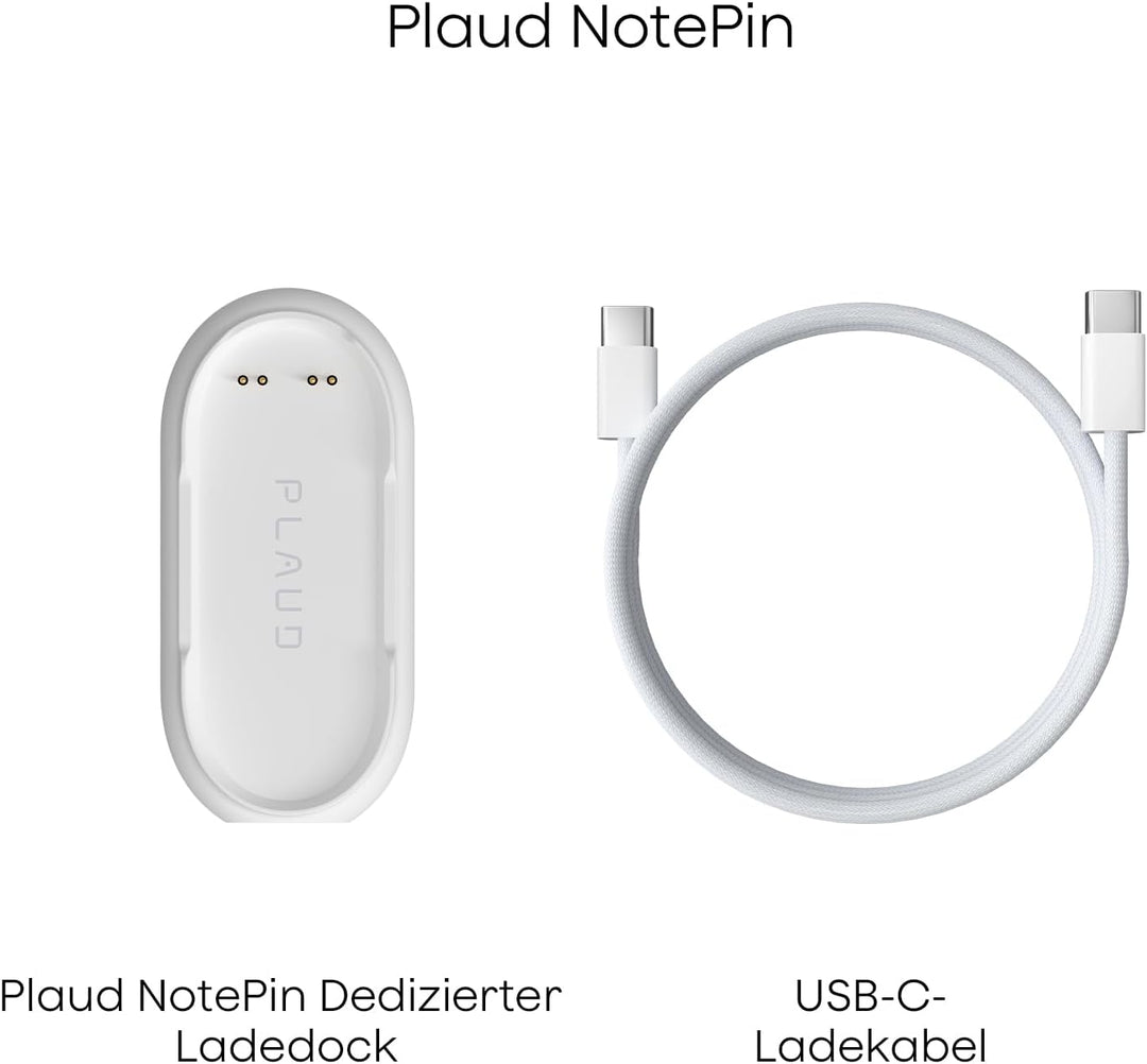 Plaud NotePin Ladestation, Magnetische Ladeschale mit Rutschfester Basis & USB-C-Textilkabel, Schnel