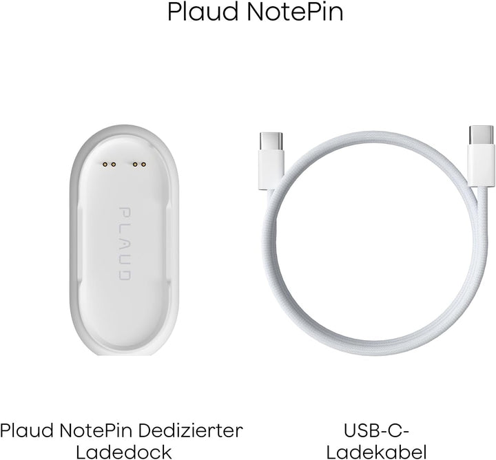 Plaud NotePin Ladestation, Magnetische Ladeschale mit Rutschfester Basis & USB-C-Textilkabel, Schnel