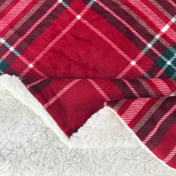 Euromat Sherpa Mikrofaserdecke, Flanell Kuscheldecke, Wohndecke, Bettüberwurf 150x200 cm (Rot Karier