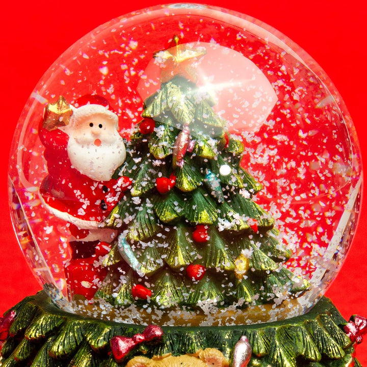 SIKORA SK12 Mittelgrosse Glas Deko Schneekugel Weihnachtsmann in der Tasse Weihnachtsdeko D:65mm, We