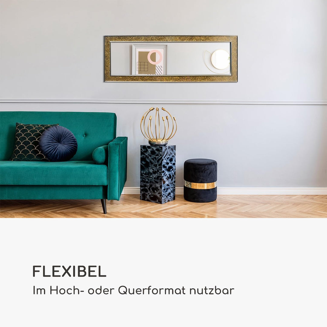 Glamour by Casa Chic Wandspiegel - Gold - Gross - 130x45 cm - Mosaikspiegel - Badspiegel Gold Rectan