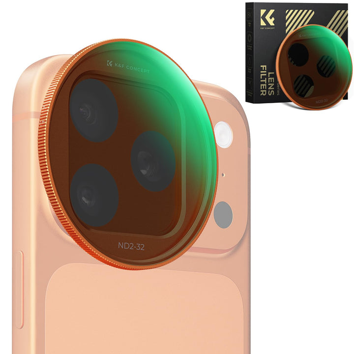 K&amp;F CONCEPT Snap-On ND2-32 Filter kompatibel mit iPhone 17 Pro/Pro Max | Orange, 11,2g extrem Leicht