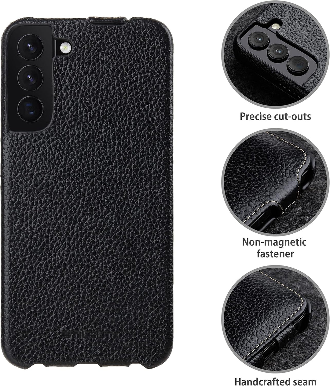 STILGUT UltraSlim kompatibel mit Samsung Galaxy S22 Plus Hülle - Samsung S22 Plus Flip Case aus Lede