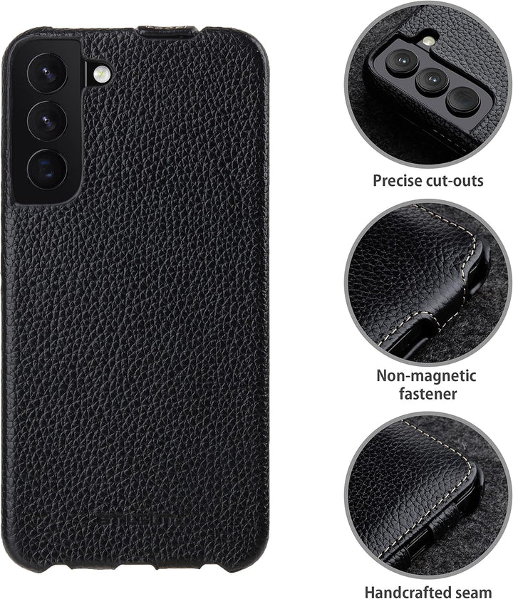 STILGUT UltraSlim kompatibel mit Samsung Galaxy S22 Plus Hülle - Samsung S22 Plus Flip Case aus Lede