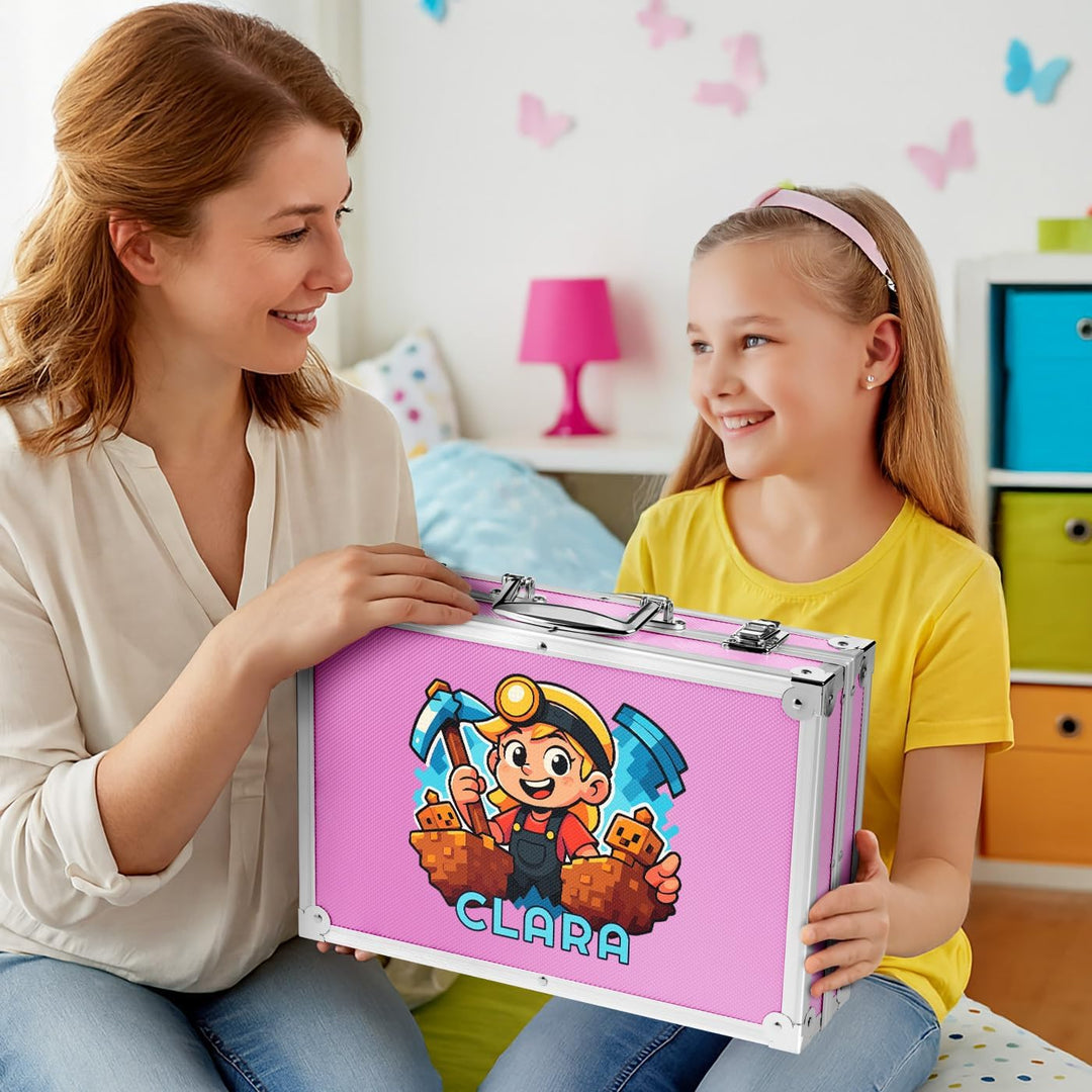 Maverton personalisiertes Kunstset für Kinder - 118-teilig Malkoffer - Buntstifte Koffer Set - Gesch