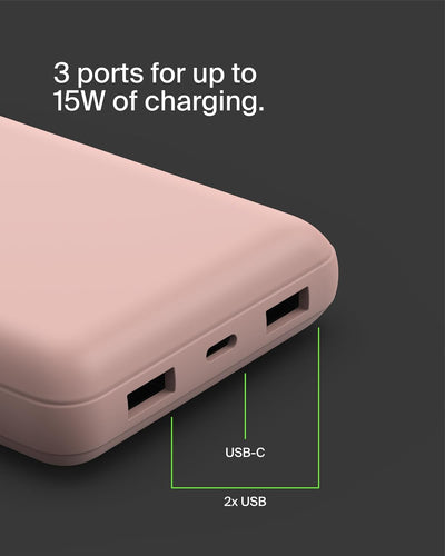 Belkin tragbares USB-C-Ladegerät, 20.000 mAh, 20K Powerbank mit USB-C-Ein-/Ausgang und 2 USB-A-Ansch