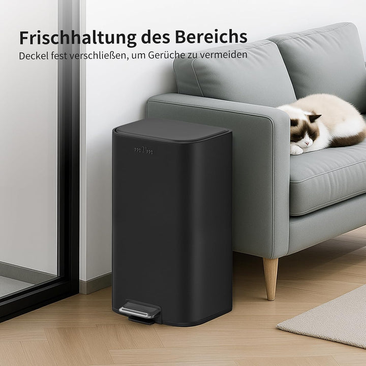 mVm Mülleimer Küche,30 Liter Abfalleimer mit Pedal,Treteimer mit Inneneimer aus Kunststoff,Tretmülle