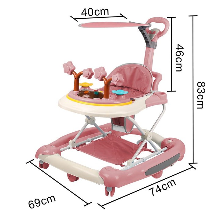 Homewell 3in1 Lauflernhilfe mit Markise, Schiebegriff und Musik, Baby Gehwagen Klappbar, Gehfrei, 5