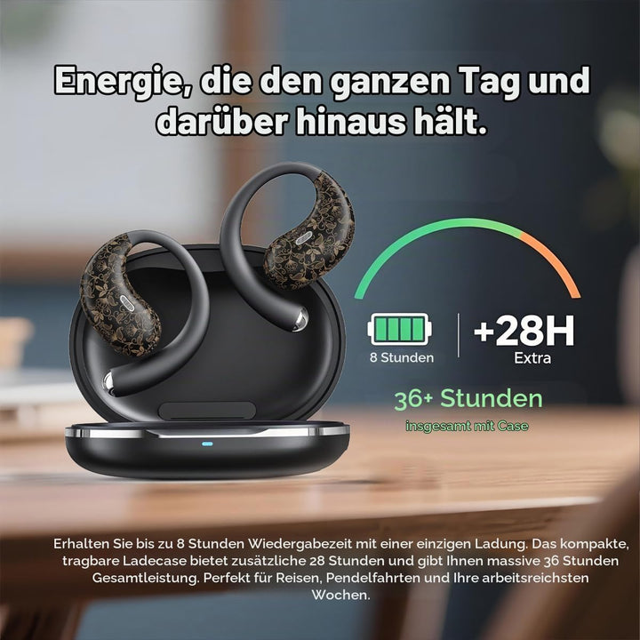 Sport Kopfhörer Open Ear, 36 Stunden Wiedergabezeit Bluetooth 6.0 Kabellos, Fitness Kopfhörer mit Mi