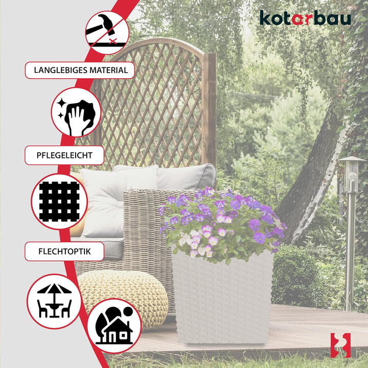 KOTARBAU® Blumentopf 400 mm Mocca Übertopf mit Innentopf für Pflanzenzucht 400x400x408 mm Mocca, 400