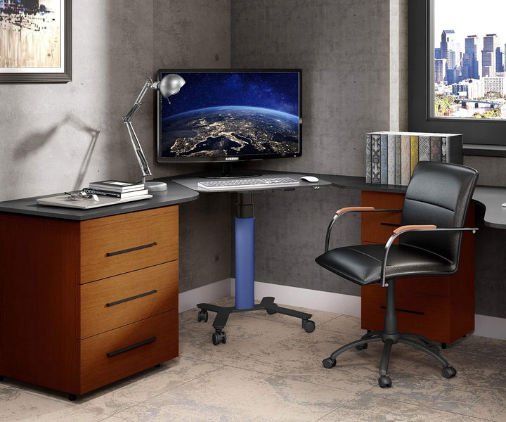 ESMART EAX-131 BB 90 x 60 cm Blau Ergonomischer Steh-Sitz-Pult-Schreibtisch Stufenlos elektrisch höh