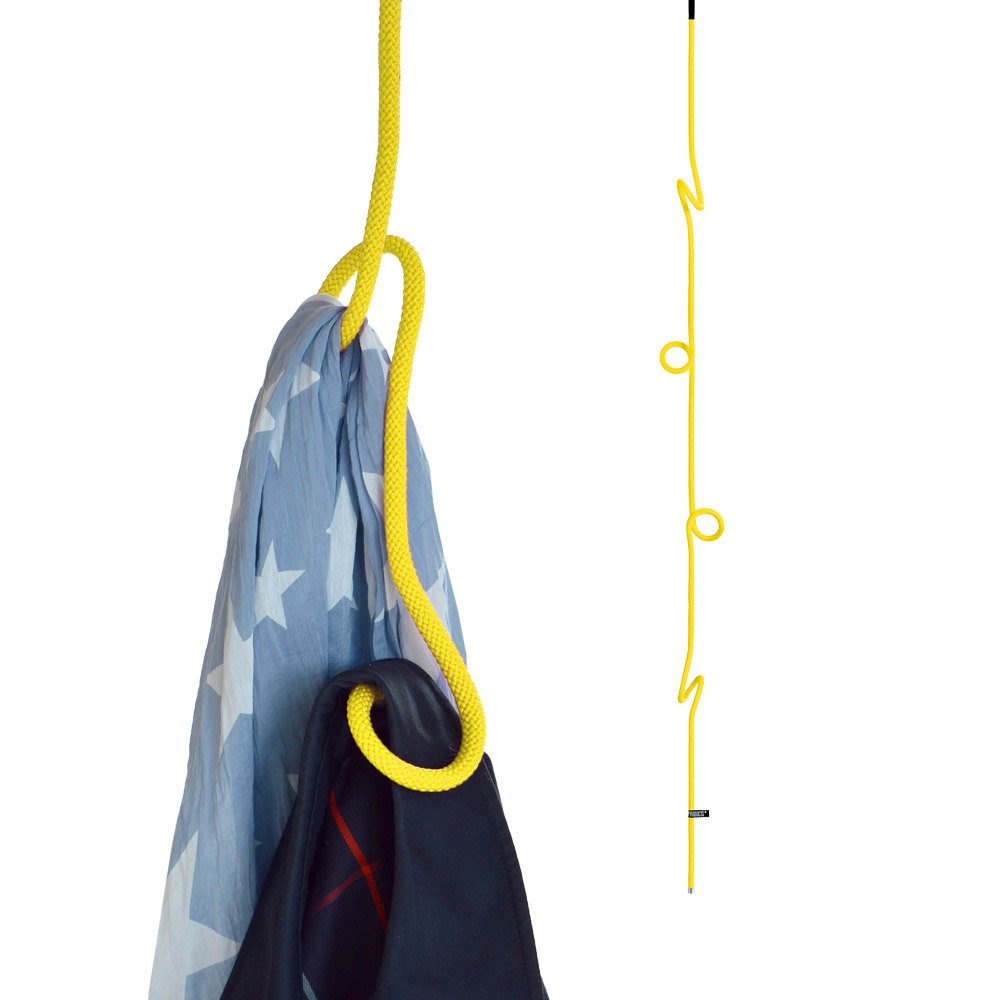 Peppermint Products Loop Rope | Hängende, höhenverstellbare Garderobe aus Seil | gelb, Gelb