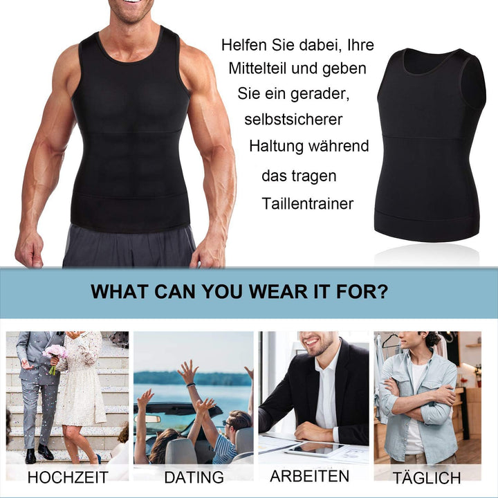 Gotoly Herren Unterhemden Shapewear Workout Tank Tops Kompressionsshirt Muskelshirt Abnehmen Body Sh
