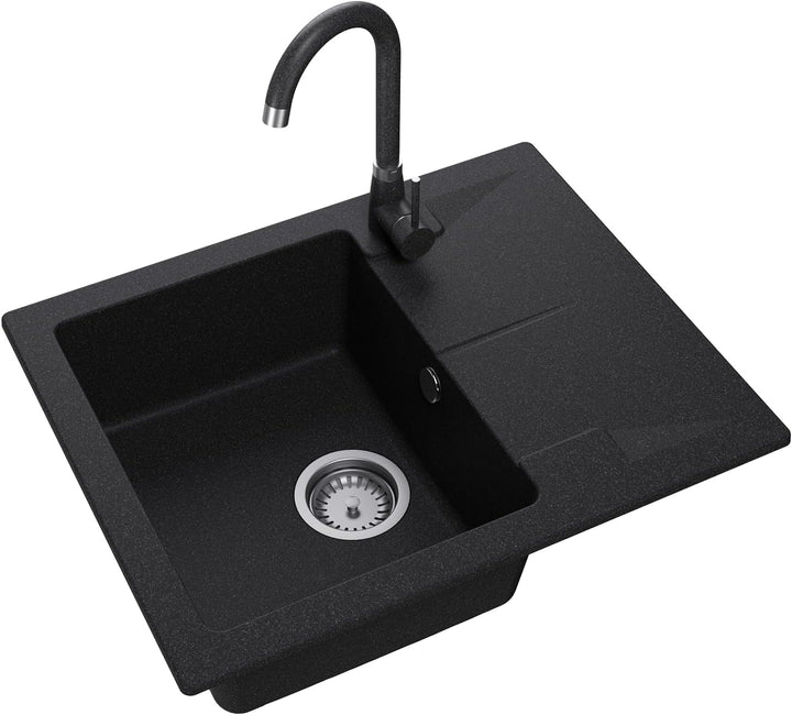 GRANMASTER Caro Granitspüle 1 Becken mit Armatur und Siphon - Spülbecken Arbeitsplatte Küche Waschbe