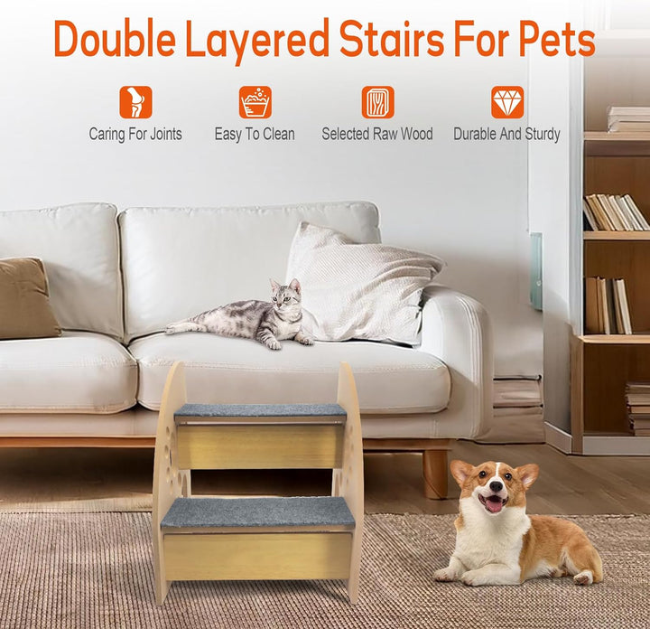 Hundetreppe,rutschfeste Hunderampe für Sofa,Hundetreppe + Katzentreppe für Junge und alte Katzen,30