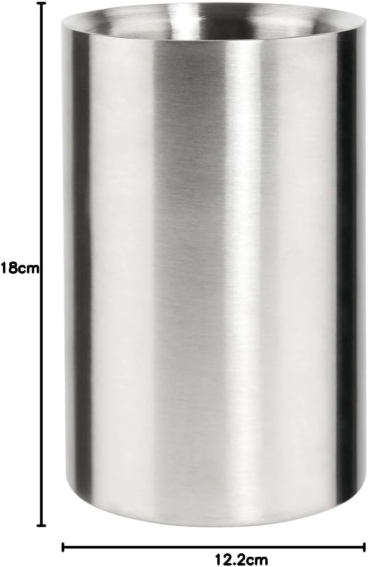 2x Weinkühler Edelstahl doppelwandig Höhe 18 cm Ø 12,2 cm Sektkühler Wein Sekt Flaschenkühler