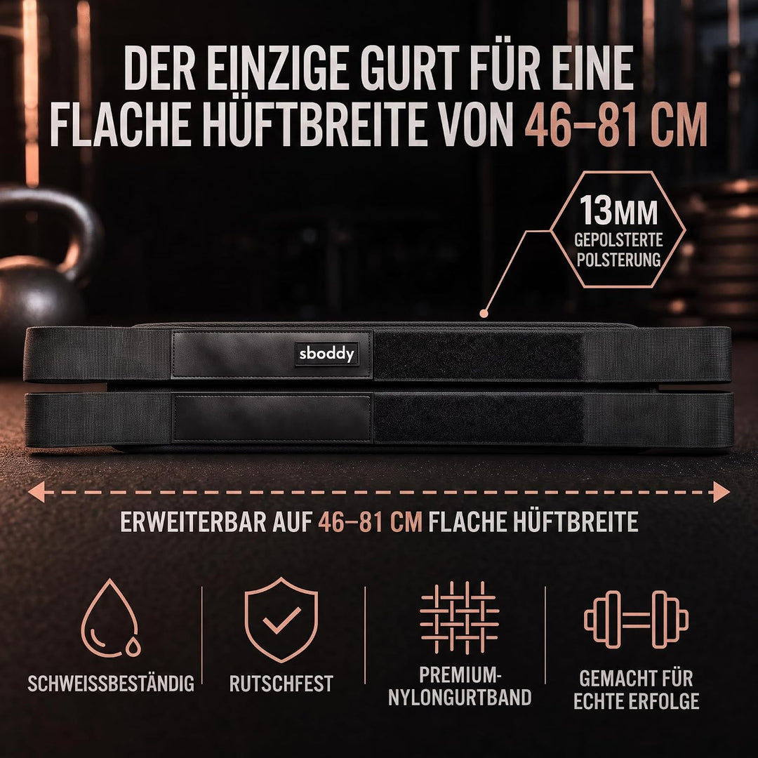 Hüftstoss-Gürtel für Kurzhanteln, Kettlebells und Gewichtsscheiben – Bequemer Trainingsgurt bis 180