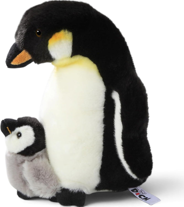 Carl Dick Pinguin mit Baby, Laufvogel, Plüschtier, Kuscheltier, ca. 32cm 1725 Schwarz-weiss-orange,