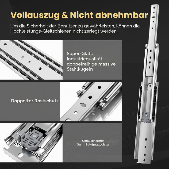 AOLISHENG Schwerlast Schubladenschienen vollauszug 900 mm Schwerlastauszüge mit einer Tragfähigkeit