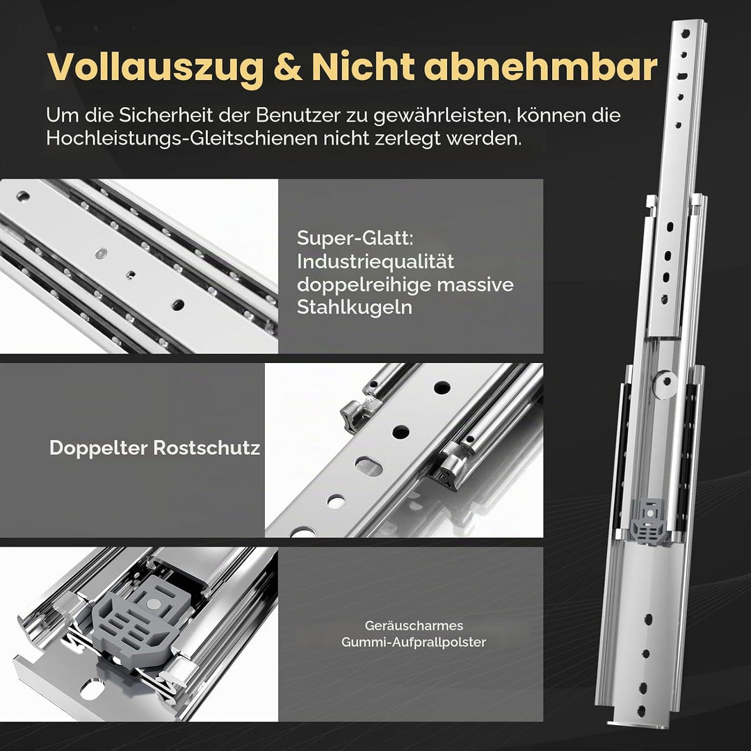 AOLISHENG Schwerlast Schubladenschienen vollauszug 750 mm Schwerlastauszüge mit einer Tragfähigkeit