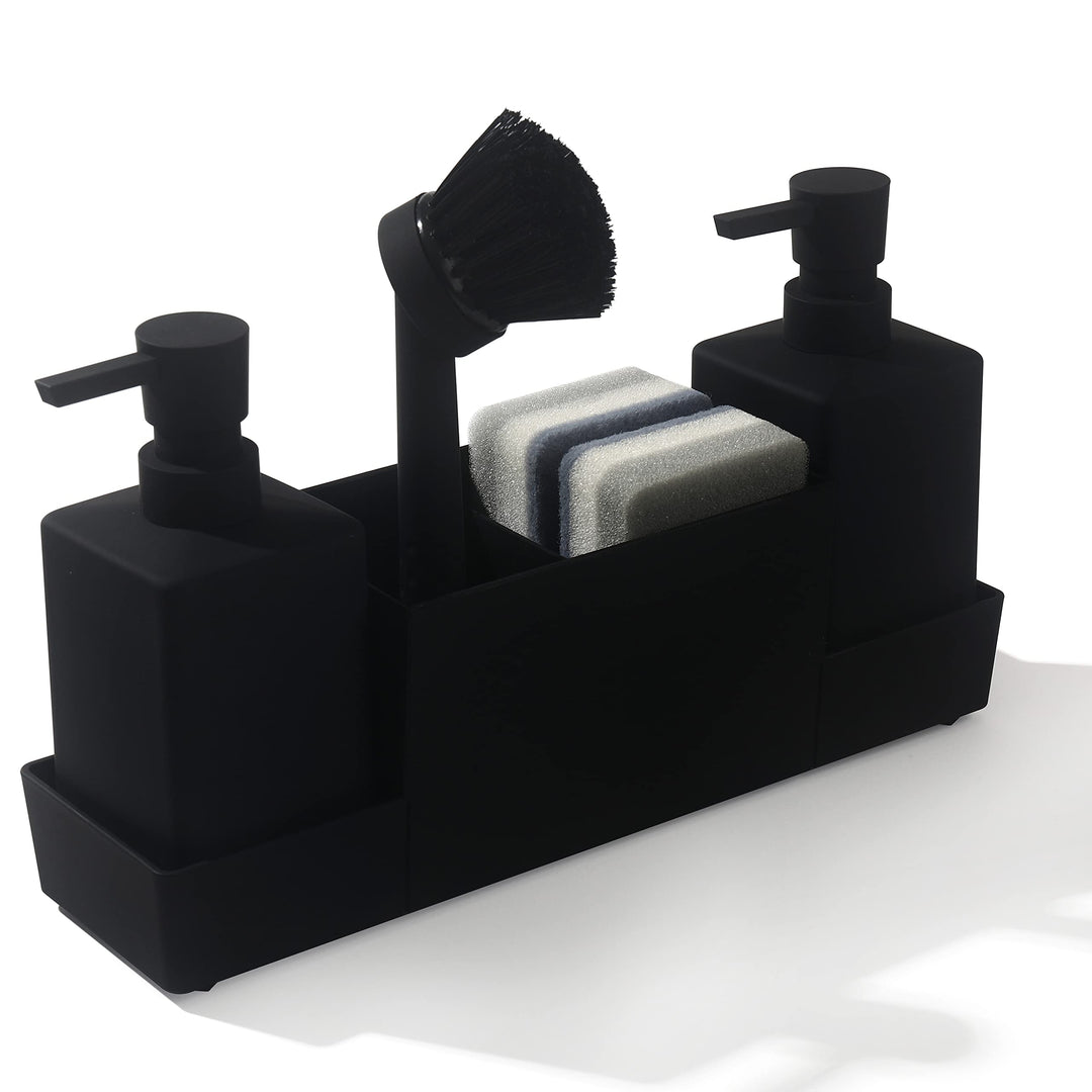Küchenseifenspender mit Schwammhalter Set für Spülbecken Caddy, Handseife und Spülseifenspender mit