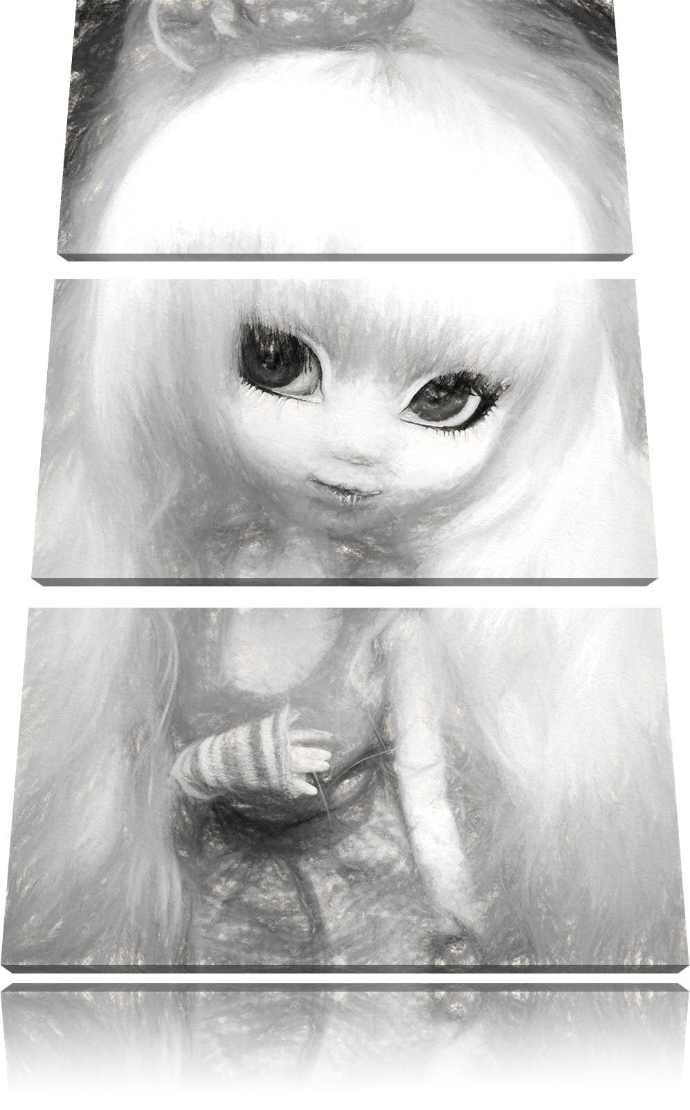 Pullip-Püppchen im 70er-Jahre-Stil NewArt 3-Teiler Leinwandbild 120x80 Bild auf Leinwand, XXL riesig