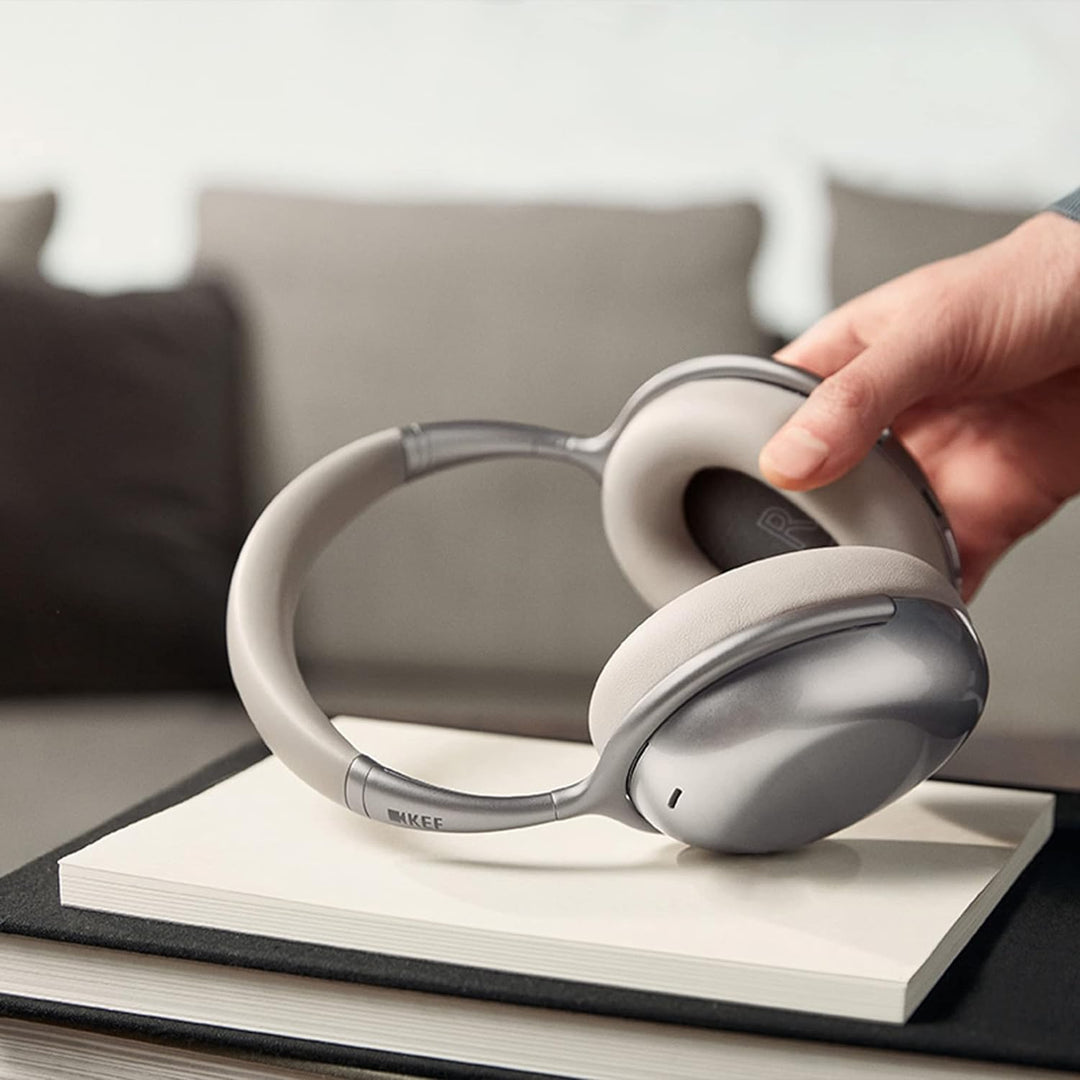 KEF Mu7 Kabelloser Kopfhörer mit aktiver Geräuschunterdrückung, Silver Grey Silber-Grau, Silber-Grau