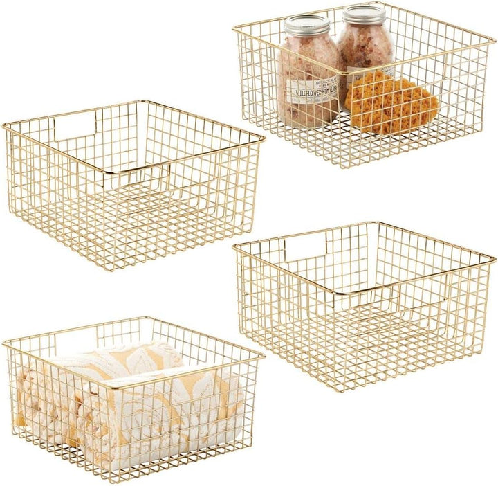 mDesign Drahtkorb für Badzubehör – praktische Gitterbox mit Griffen aus Metall für Toilettenpapier o
