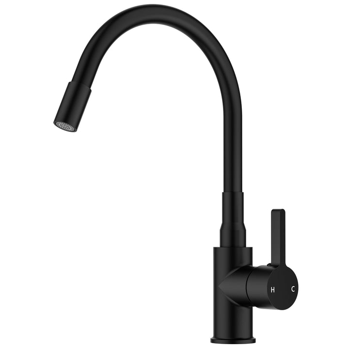 FORIOUS Flexible Wasserhahn Küche Schwarz, 360° Drehbar Küchenarmatur 1 Loch Spülenarmatur, Einhebel