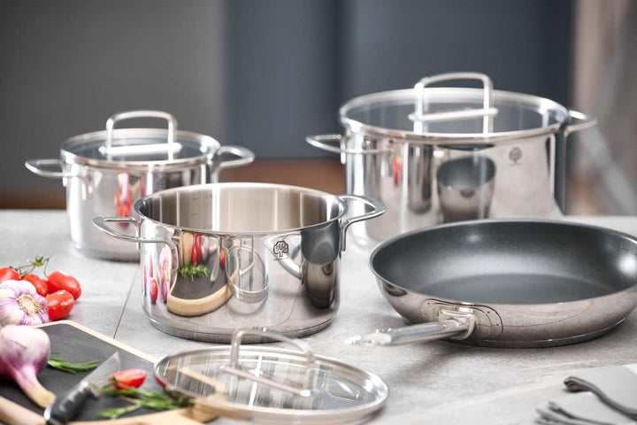 Schulte-Ufer Topfset Industar, 4tlg, Edelstahl, inkl. Testsieger Bratpfanne Industar DIAMAS-Pro (163