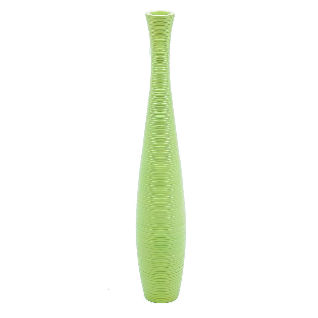 Leewadee Grosse Bodenvase für Dekozweige hohe Standvase Design Holzvase, Holz, 70 cm, Grün 70 cm Grü