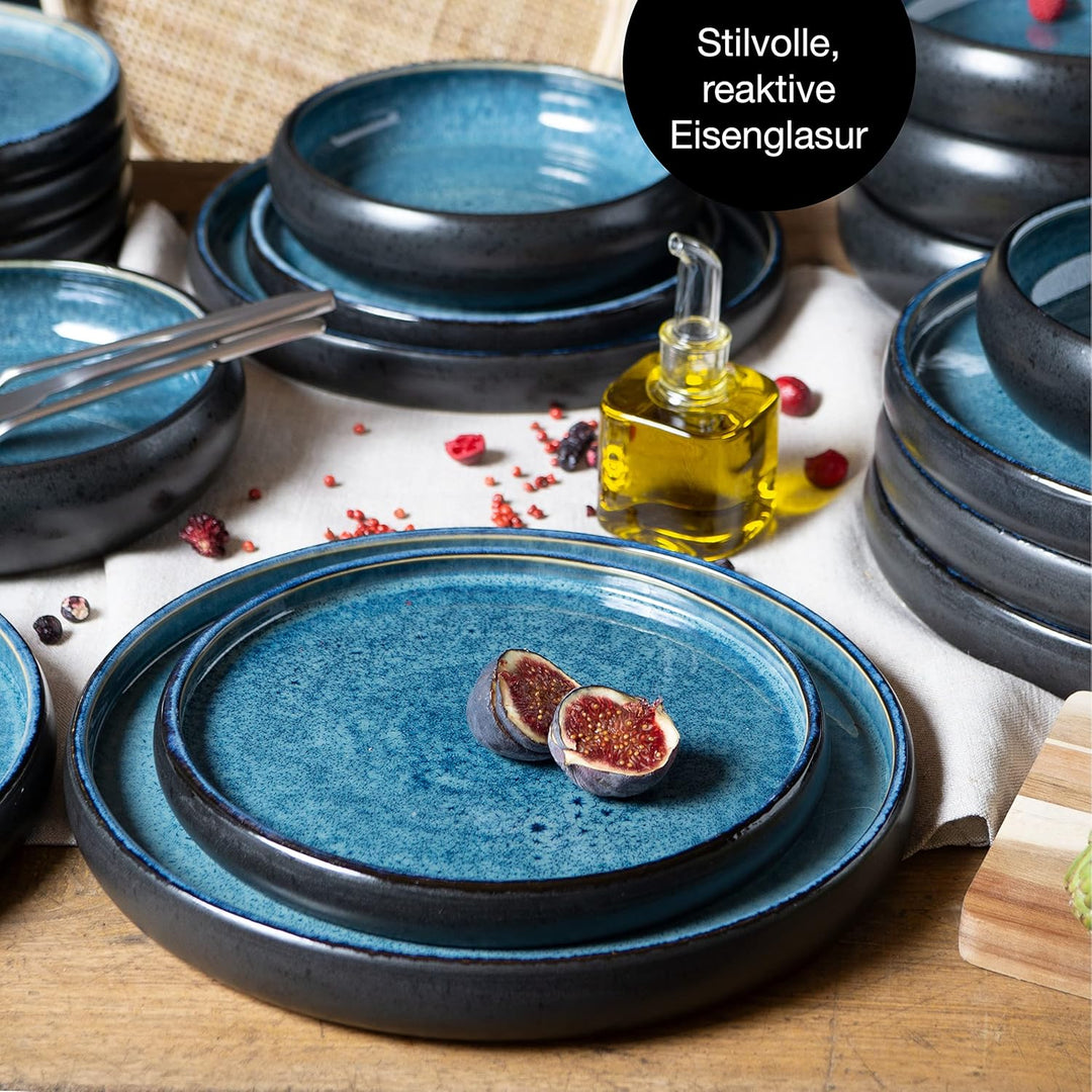 Moritz & Moritz 18-tlg Steinzeug Geschirr Set 6 Personen – Geschirrset 6 Personen aus je 6 Dinner Te