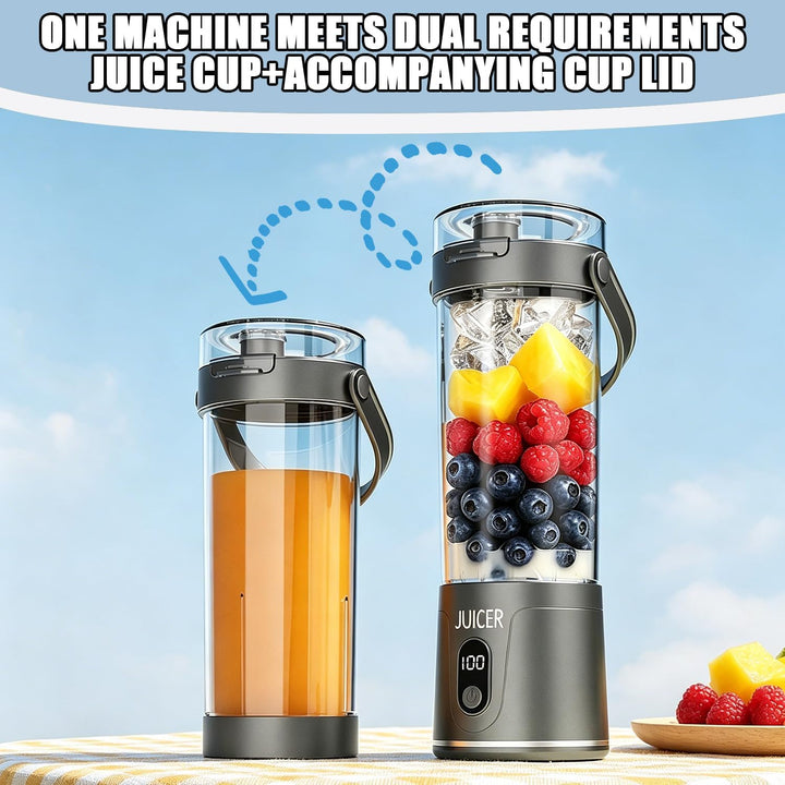 Tragbarer Mixer to go, 600ml Fresh Juice Mixer Flasche Mini Mixer und Smoothie Maker to Go mit 12 Kl