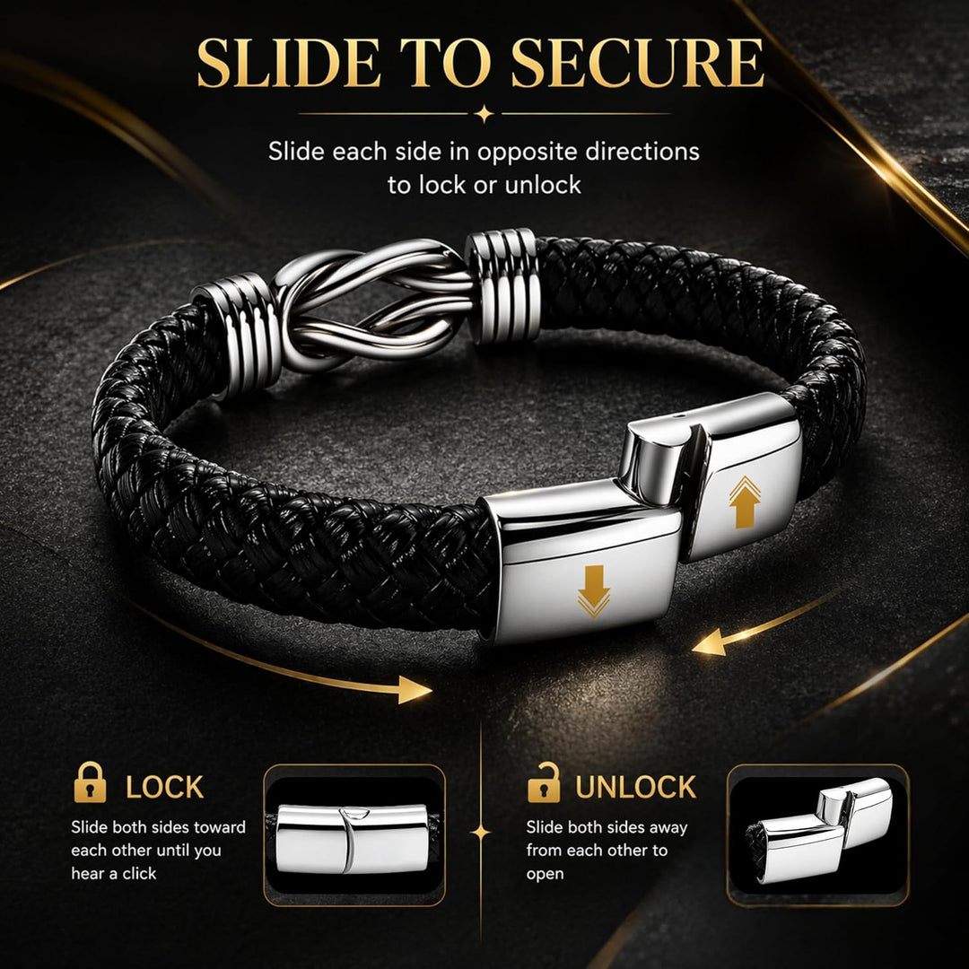Jewellbox Herren Leder Unendlichkeit Knoten Armband, Leder Punk Schmuck Armband