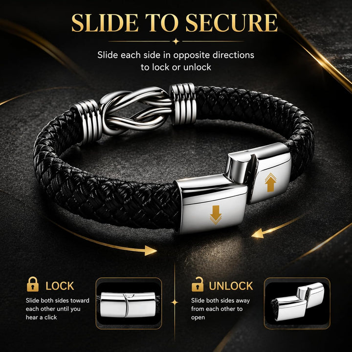Jewellbox Herren Leder Unendlichkeit Knoten Armband, Leder Punk Schmuck Armband