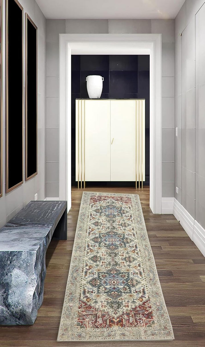Teppich-Traum Modern klassischer Teppich mit orientalischen Verzierungen & Ornamenten in Creme rot o